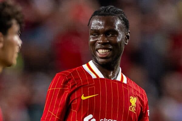 PHILADELPHIA - Wednesday, July 31, 2024: Liverpool's Amara Nallo during a pre-season friendly match between Liverpool FC and Arsenal FC at the Lincoln Financial Field on day eight of the club's pre-season tour of the USA. Liverpool won 2-1. (Photo by David Rawcliffe/Propaganda)