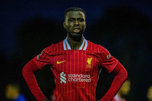 KIRKBY, ENGLAND - Wednesday, August 21, 2024: Liverpool's substitute Amara Nallo during the Premier League International Cup Group C match between Liverpool FC Under-21's and PSV Eindhoven's Under-21's at the Liverpool Academy. (Photo by Jayde Chamberlain/Propaganda)