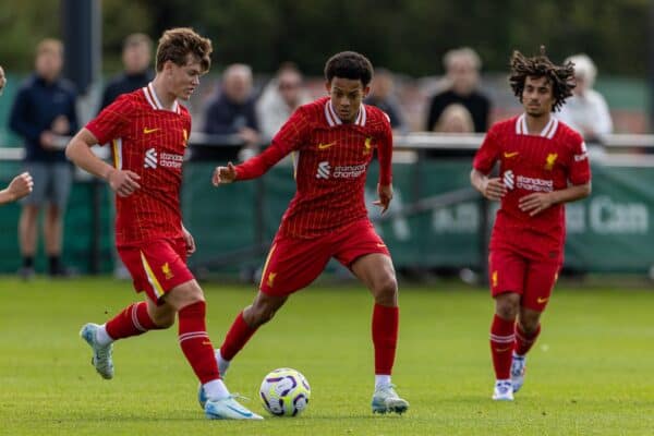 KIRKBY, ENGLAND - Saturday, August 24, 2024: Liverpool's Josh Sonni-Lambie during the Under-18's Premier League North match between Liverpool FC Under-18's and Middlesbrough FC Under-18's at the Liverpool Academy. Middlesbrough won 3-2. (Photo by David Rawcliffe/Propaganda)