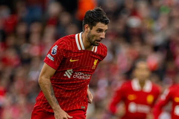 LIVERPOOL, ENGLAND - Sunday, August 25, 2024: Liverpool's Dominik Szoboszlai during the FA Premier League match between Liverpool FC and Brentford FC at Anfield. Liverpool won 2-0. (Photo by David Rawcliffe/Propaganda)