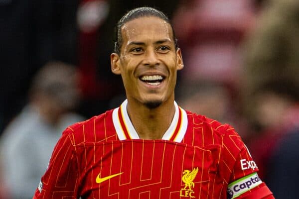 LIVERPOOL, ENGLAND - Sunday, August 25, 2024: Liverpool's captain Virgil van Dijk after the FA Premier League match between Liverpool FC and Brentford FC at Anfield. Liverpool won 2-0. (Photo by David Rawcliffe/Propaganda)