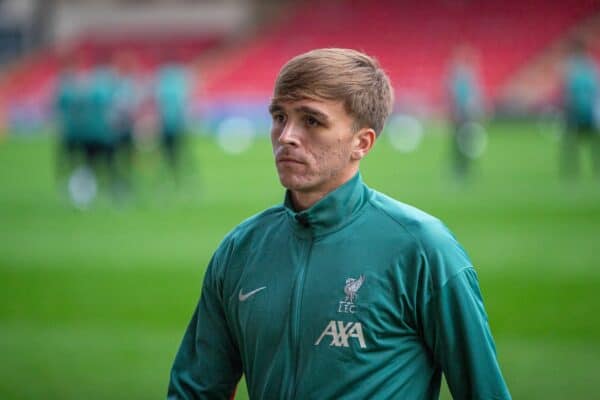 CREWE, ENGLAND - Tuesday, August 27, 2024: Liverpool's James Norris during the Premier League International Cup Group C match between Liverpool FC Under-21's and Crewe Under-21's at the Alexandra Stadium in Crewe. (Photo by Jayde Chamberlain/Propaganda)