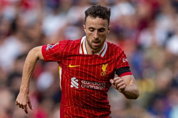 LIVERPOOL, ENGLAND - Saturday, September 14, 2024: Liverpool's Diogo Jota during the FA Premier League match between Liverpool FC and Nottingham Forest FC at Anfield. Notts Forest won 1-0. (Photo by David Rawcliffe/Propaganda)