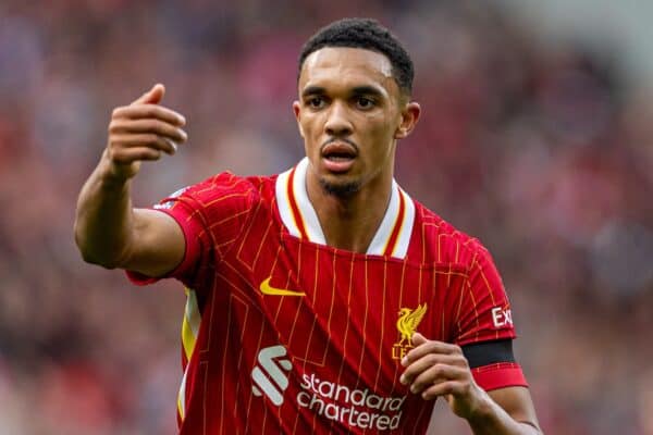 LIVERPOOL, ENGLAND - Saturday, September 14, 2024: Liverpool's Trent Alexander-Arnold during the FA Premier League match between Liverpool FC and Nottingham Forest FC at Anfield. Notts Forest won 1-0. (Photo by David Rawcliffe/Propaganda)