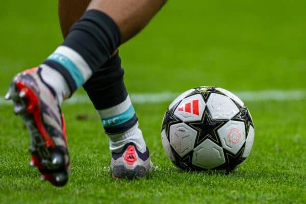 MILAN, ITALY - Tuesday, September 17, 2024: The official Adidas match ball during the UEFA Champions League game between AC Milan and Liverpool FC at the Stadio San Siro. Liverpool won 3-1. (Photo by David Rawcliffe/Propaganda)