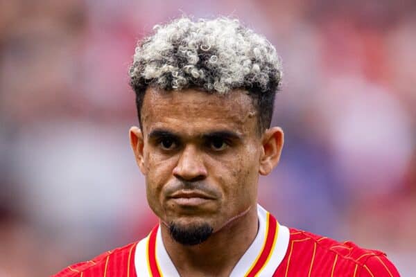 LIVERPOOL, ENGLAND - Saturday, September 21, 2024: Liverpool's Luis Díaz during the FA Premier League match between Liverpool FC and AFC Bournemouth at Anfield. Liverpool won 3-0. (Photo by David Rawcliffe/Propaganda)