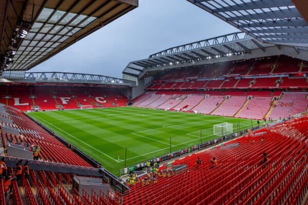 LIVERPOOL, ENGLAND - Wednesday, September 25, 2024: A general view of Anfield from the new upper tier of the Anfield Road stand before the Football League Cup 3rd Round match between Liverpool FC and West Ham United FC at Anfield. (Photo by David Rawcliffe/Propaganda)