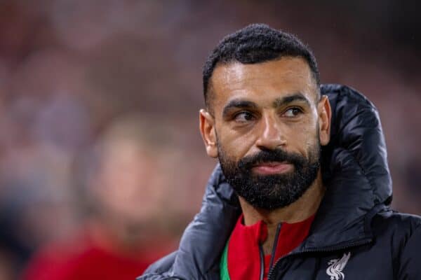 LIVERPOOL, ENGLAND - Wednesday, September 25, 2024: Liverpool's substitute Mohamed Salah before the Football League Cup 3rd Round match between Liverpool FC and West Ham United FC at Anfield. Liverpool won 5-1. (Photo by Ryan Brown/Propaganda)