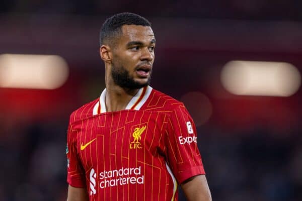 LIVERPOOL, ENGLAND - Wednesday, September 25, 2024: Liverpool's Cody Gakpo during the Football League Cup 3rd Round match between Liverpool FC and West Ham United FC at Anfield. Liverpool won 5-1. (Photo by Ryan Brown/Propaganda)