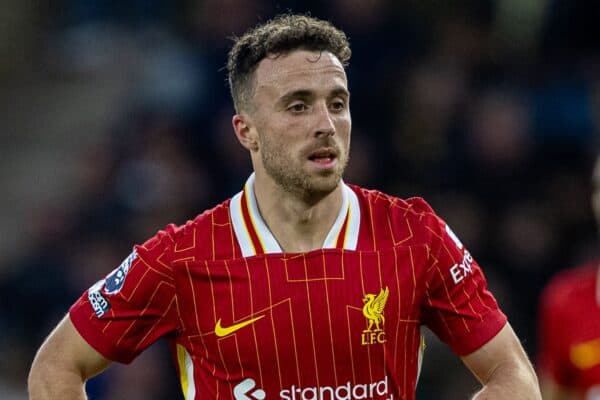 WOLVERHAMPTON, INGHILTERRA - sabato 28 settembre 2024: Diogo Jota di Liverpool durante la partita della fa Premier League tra il Wolverhampton Wanderers FC e il Liverpool FC allo stadio Molineux. (Foto di David Rawcliffe/Propaganda)