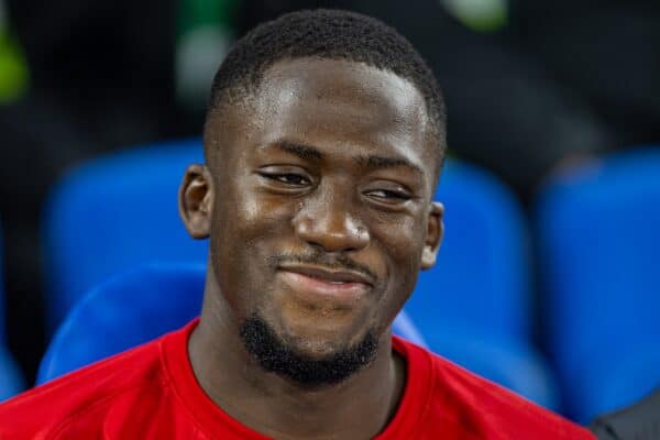 BRIGHTON & HOVE, ENGLAND - Wednesday, October 30, 2024: Liverpool's substitute Ibrahima Konaté on the bench before the Football League Cup 4th Round match between Brighton & Hove Albion FC and Liverpool FC at the AMEX Community Stadium. Liverpool won 3-2. (Photo by David Rawcliffe/Propaganda)