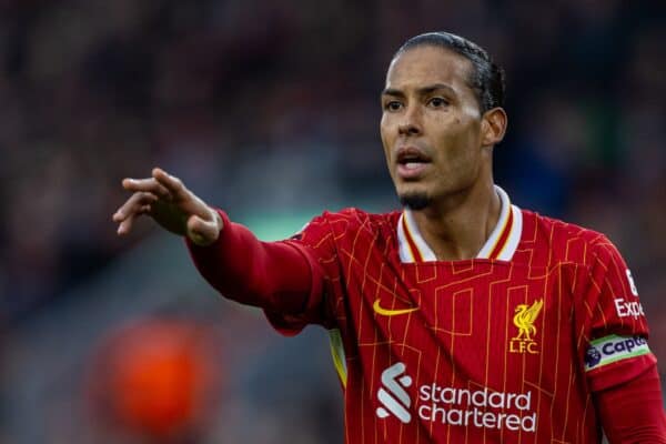 LIVERPOOL, ENGLAND - Saturday, November 2, 2024: Liverpool's captain Virgil van Dijk during the FA Premier League match between Liverpool FC and Brighton & Hove Albion FC at Anfield. (Photo by David Rawcliffe/Propaganda)