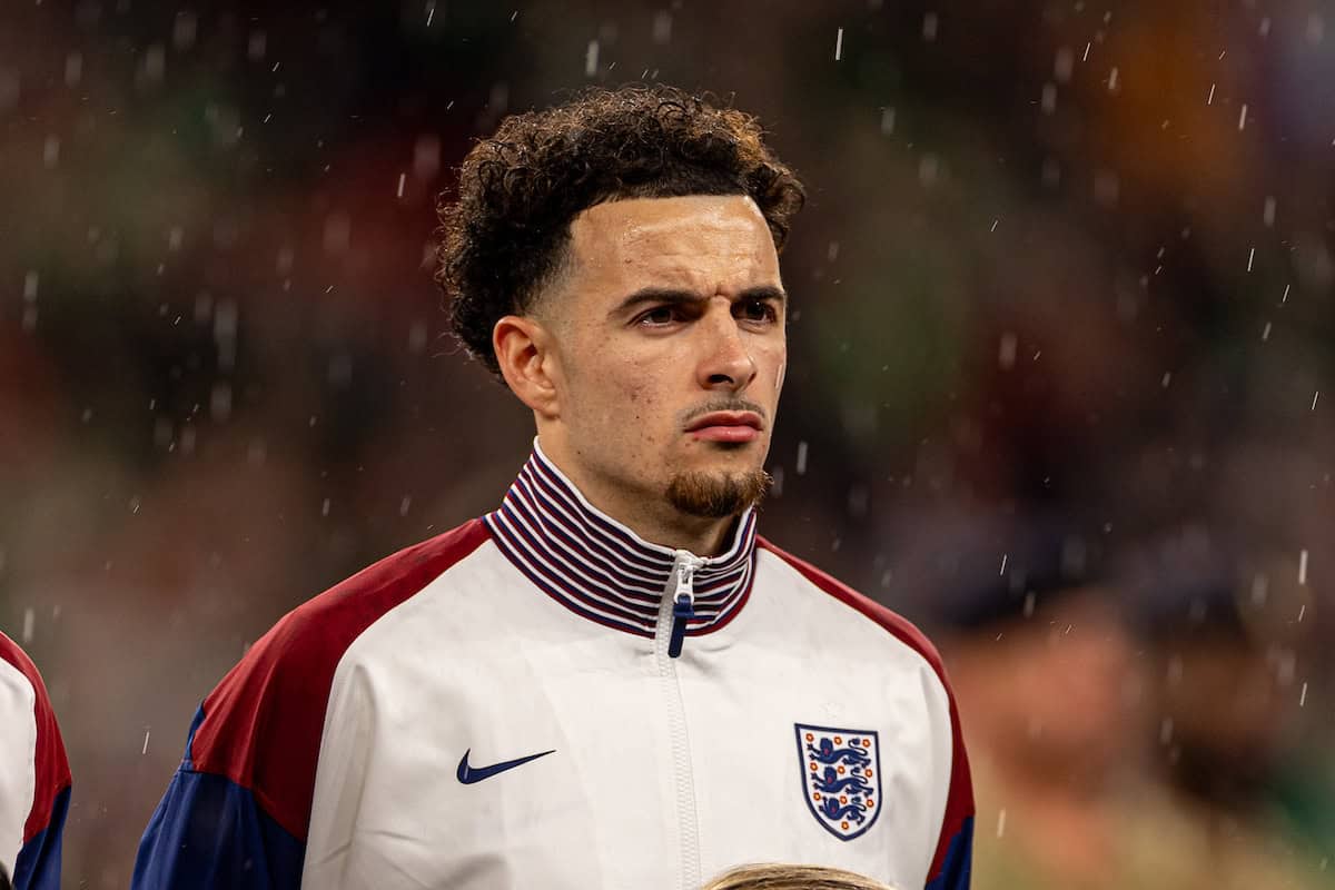 LONDON, ENGLAND - Sunday, November 17, 2024: England's Curtis Jones lines-up before the UEFA Nations League Group B2 game between England and Republic of Ireland at Wembley Stadium. England won 5-0. (Photo by David Rawcliffe/Propaganda)