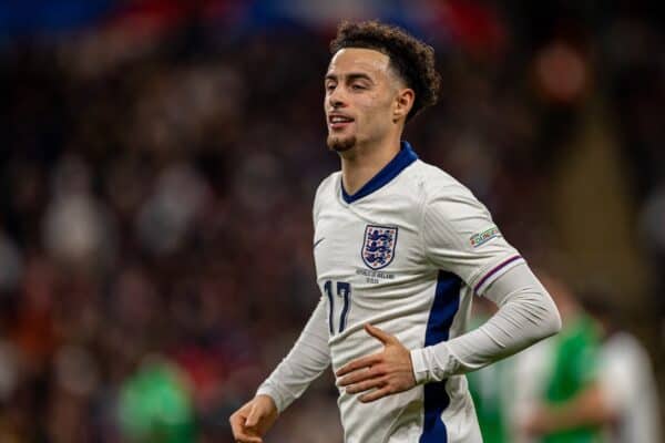 LONDON, ENGLAND - Sunday, November 17, 2024: England's Curtis Jones during the UEFA Nations League Group B2 game between England and Republic of Ireland at Wembley Stadium. England won 5-0. (Photo by David Rawcliffe/Propaganda)