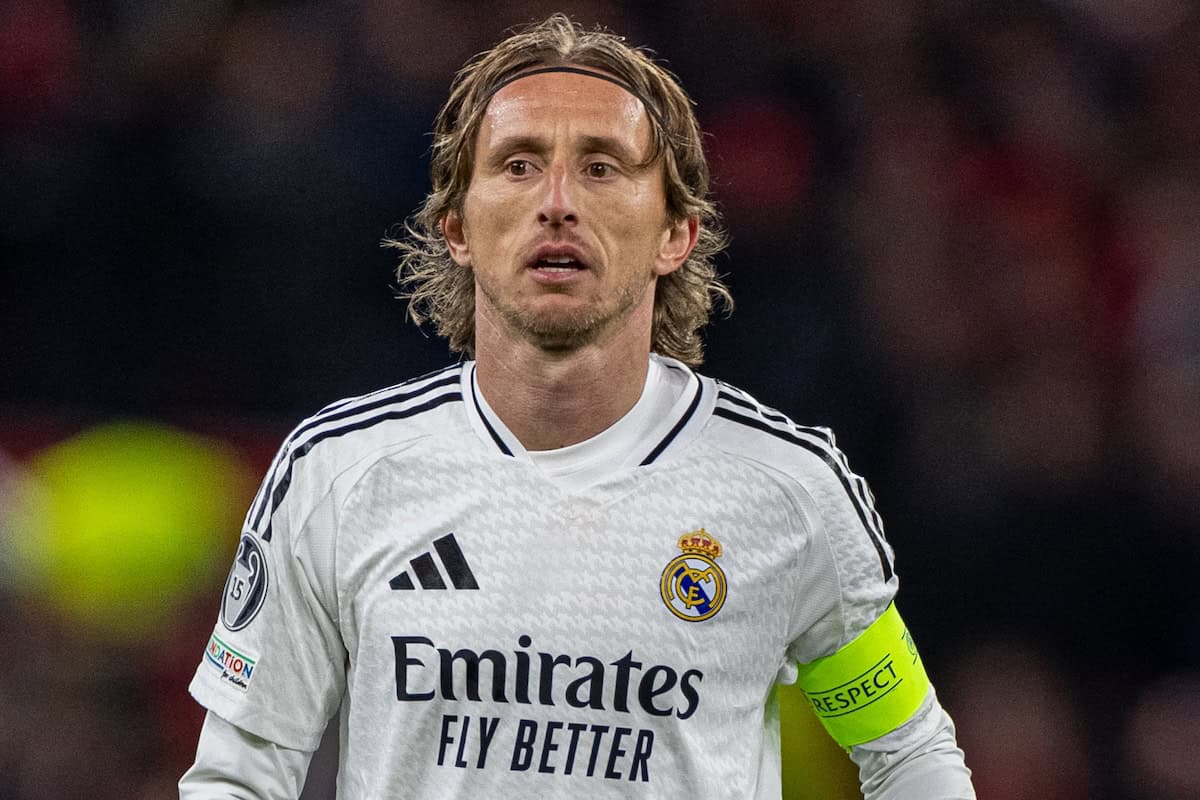 LIVERPOOL, ENGLAND - Wednesday, November 27, 2024: Real Madrid's Luka Modri? during the UEFA Champions League game between Liverpool FC and Real Madrid CF at Anfield. (Photo by David Rawcliffe/Propaganda)