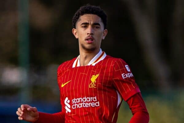 LIVERPOOL, ENGLAND - Saturday, November 30, 2024: Liverpool's substitute Luca Furnell-Gill during the Under-18 Premier League match between Everton FC Under-18's and Liverpool FC Under-18's. the Mini-Mini-Merseyside Derby, at Finch Farm. (Photo by David Rawcliffe/Propaganda)