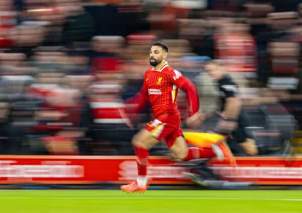 LIVERPOOL, ENGLAND - Sunday, December 1, 2024: Liverpool's Mohamed Salah during the FA Premier League match between Liverpool FC and Manchester City FC at Anfield. Liverpool won 2-0. (Photo by David Rawcliffe/Propaganda)