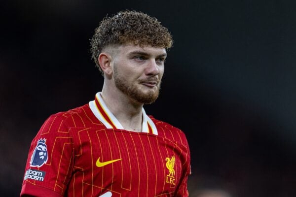 LIVERPOOL, ENGLAND - Sunday, December 1, 2024: Liverpool's Harvey Elliott during the FA Premier League match between Liverpool FC and Manchester City FC at Anfield. Liverpool won 2-0. (Photo by David Rawcliffe/Propaganda)