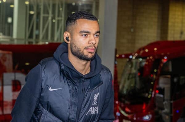  Liverpool's Cody Gakpo arrives before the FA Premier League match between Newcastle United FC and Liverpool FC at St James' Park. The game ended in a 3-3 draw. (Photo by David Rawcliffe/Propaganda)