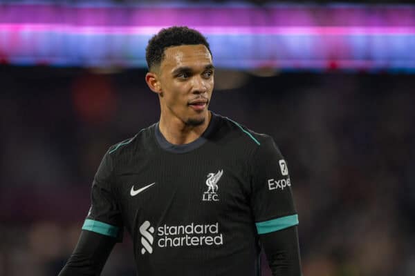 LONDON, ENGLAND - Sunday, December 29, 2024: Liverpool's Trent Alexander-Arnold during the FA Premier League match between West Ham United FC and Liverpool FC at the London Stadium. Liverpool won 5-0. (Photo by David Rawcliffe/Propaganda)