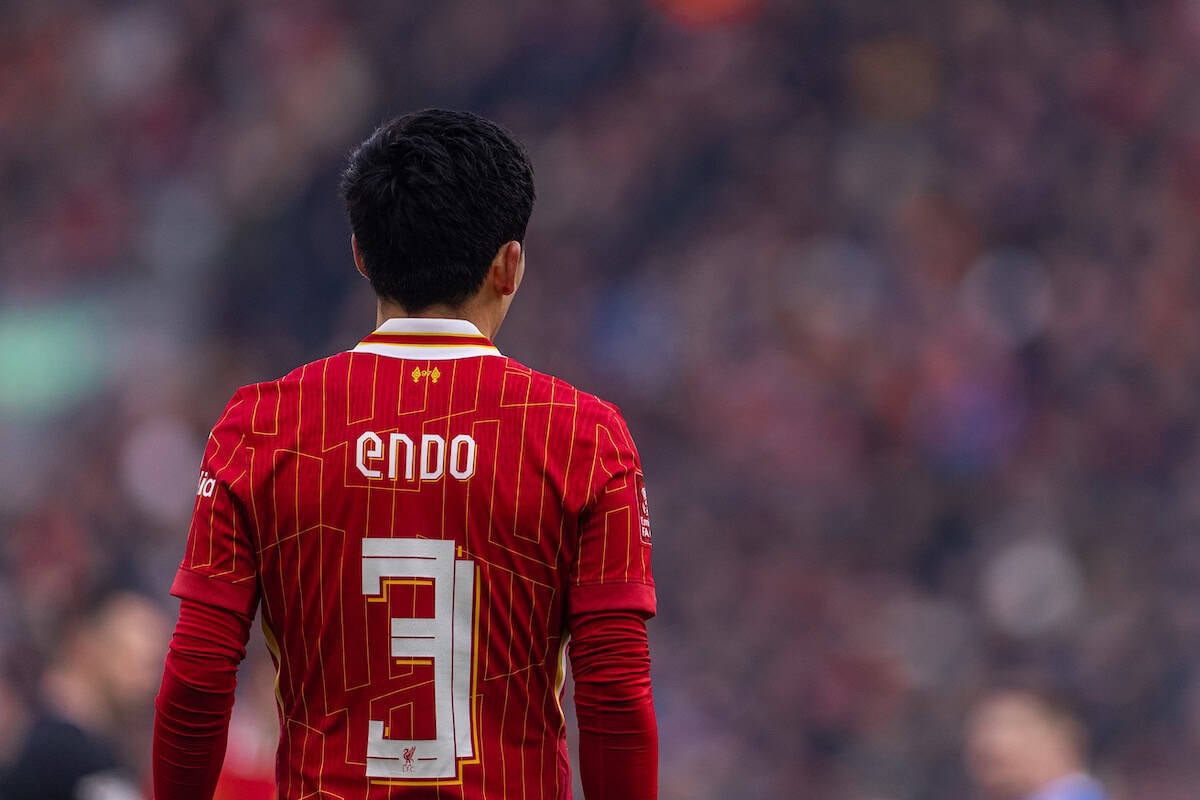 LIVERPOOL, ENGLAND - Saturday, January 11, 2025: Liverpool's number three Wataru End? during the FA Cup 3rd Round match between Liverpool FC and Accrington Stanley FC at  Anfield. Liverpool won 4-0. (Photo by David Rawcliffe/Propaganda)