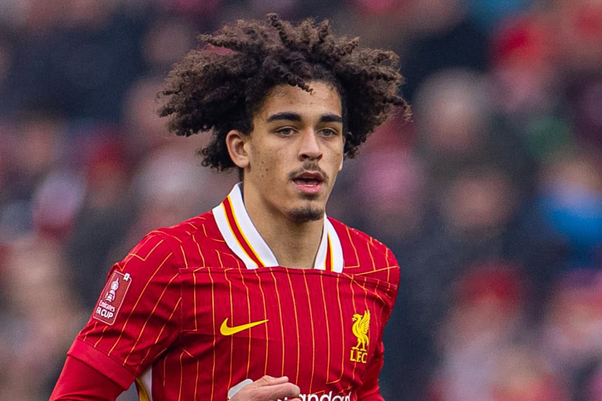 LIVERPOOL, ENGLAND - Saturday, January 11, 2025: Liverpool's Jayden Danns during the FA Cup 3rd Round match between Liverpool FC and Accrington Stanley FC at Anfield. Liverpool won 4-0. (Photo by David Rawcliffe/Propaganda)