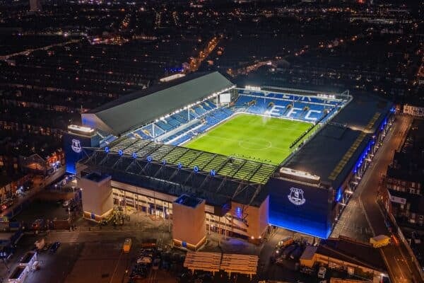 LIVERPOOL, ENGLAND - Wednesday, January 15, 2025: An aerial view of Goodison Park ahead of the FA Premier League match between Everton FC and Aston Villa FC. (Photo by David Rawcliffe/Propaganda)