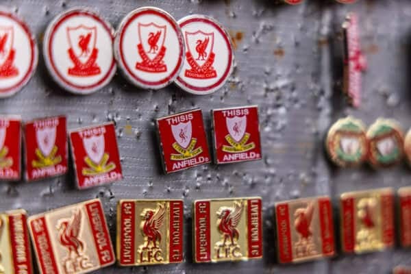 Anfield matchday general This Is Anfield badges (Photo by David Rawcliffe/Propaganda)