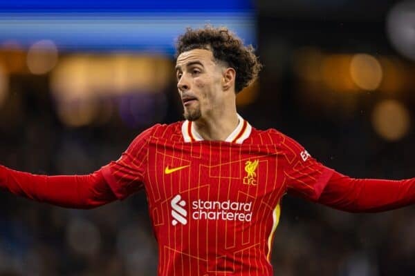 MANCHESTER, ENGLAND - Sunday, February 23, 2025: Liverpool's Curtis Jones during the FA Premier League match between Manchester City FC and Liverpool FC at the City of Manchester Stadium. Liverpool won 2-0. (Photo by David Rawcliffe/Propaganda)