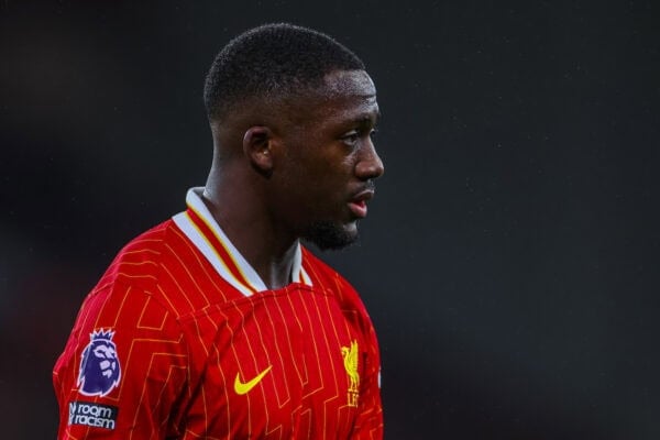 LIVERPOOL, ENGLAND - Wednesday, February 26, 2025: Liverpool's Ibrahima Konaté during the FA Premier League match between Liverpool FC and Newcastle United FC at Anfield. (Photo by David Rawcliffe/Propaganda)