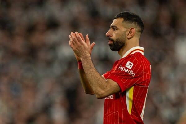 LONDON, ENGLAND - Sunday, March 16, 2025: Liverpool's Mohamed Salah looks dejected after the Football League Cup Final match between Liverpool FC and Newcastle United FC at Wembley Stadium. Newcastle United won 2-1. (Photo by David Rawcliffe/Propaganda)