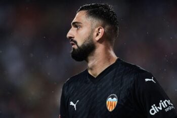 Giorgi Mamardashvili of Valencia CF looks on  during the LaLiga EA Sports match between Valencia CF and Cadiz CF at Estadio Mestalla on October 23, 20