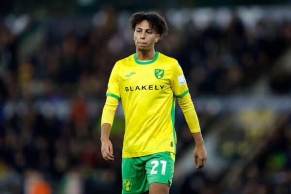 Kaide Gordon di Norwich City durante la partita del campionato Sky Bet a Carrow Road, Norwich. Data immagine: martedì 1 ottobre 2024. (Alamy)