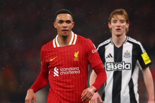 LIVERPOOL, ENGLAND - Wednesday, February 26, 2025: Liverpool's Trent Alexander-Arnold during the FA Premier League match between Liverpool FC and Newcastle United FC at Anfield. (Photo by David Rawcliffe/Propaganda)