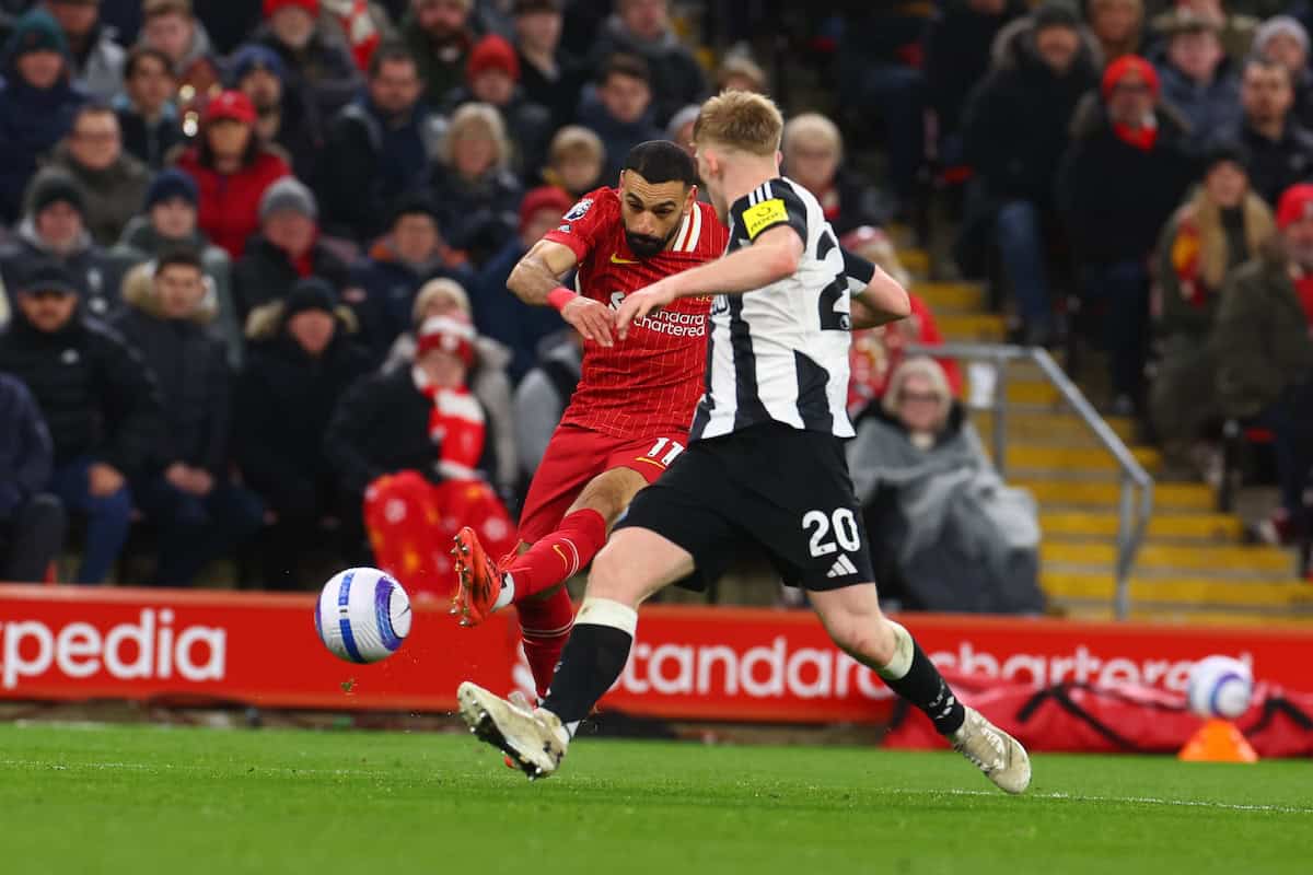 LIVERPOOL, ENGLAND - Wednesday, February 26, 2025: Liverpool's Mohamed Salah during the FA Premier League match between Liverpool FC and Newcastle United FC at Anfield. (Photo by David Rawcliffe/Propaganda)