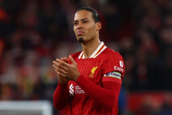 LIVERPOOL, ENGLAND - Wednesday, February 26, 2025: Liverpool's Virgil van Dijk after the FA Premier League match between Liverpool FC and Newcastle United FC at Anfield. (Photo by David Rawcliffe/Propaganda)