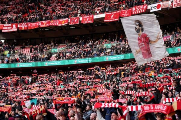 LONDON, ENGLAND - Sunday, March 16, 2025: Liverpool supporters before the Football League Cup Final match between Liverpool FC and Newcastle United FC at Wembley Stadium. (Photo by Harry Murphy/Propaganda)