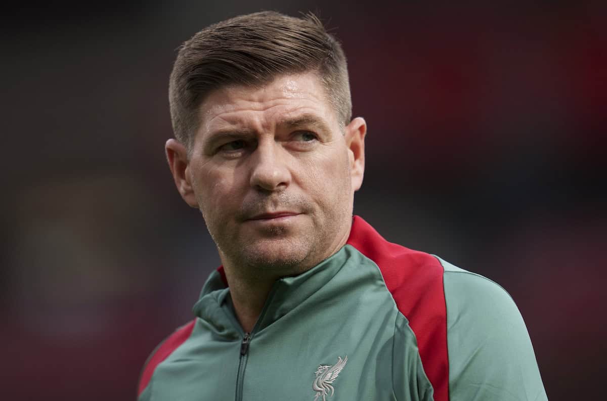 LIVERPOOL, ENGLAND - Saturday, March 22, 2025: Liverpool's Steven Gerrard warms up before the LFC Foundation match between Liverpool FC Legends and Chelsea FC Legends at Anfield. (Photo by Jon Super/Propaganda)