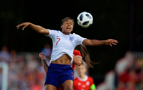 NEWPORT, WALES - Friday, August 31, 2018: England's Nikita Parris during the FIFA Women’s World Cup 2019 Qualifying Round Group 1 match between Wales and England at Rodney Parade. (Pic by David Rawcliffe/Propaganda)