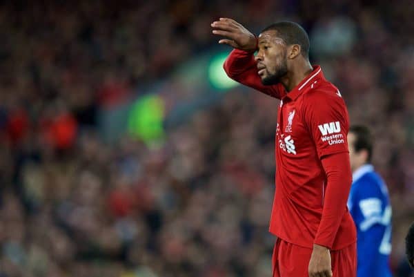 LIVERPOOL, ENGLAND - Sunday, December 2, 2018: Liverpool's Georginio Wijnaldum during the FA Premier League match between Liverpool FC and Everton FC at Anfield, the 232nd Merseyside Derby. (Pic by Paul Greenwood/Propaganda)