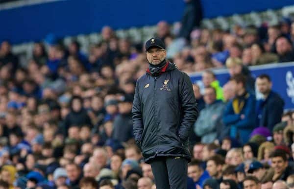 LIVERPOOL, ENGLAND - Sunday, March 3, 2019: Liverpool's manager Jürgen Klopp during the FA Premier League match between Everton FC and Liverpool FC, the 233rd Merseyside Derby, at Goodison Park. (Pic by Laura Malkin/Propaganda)