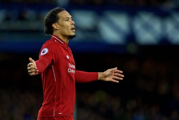 LIVERPOOL, ENGLAND - Sunday, March 3, 2019: Liverpool's Virgil van Dijk during the FA Premier League match between Everton FC and Liverpool FC, the 233rd Merseyside Derby, at Goodison Park. (Pic by Laura Malkin/Propaganda)