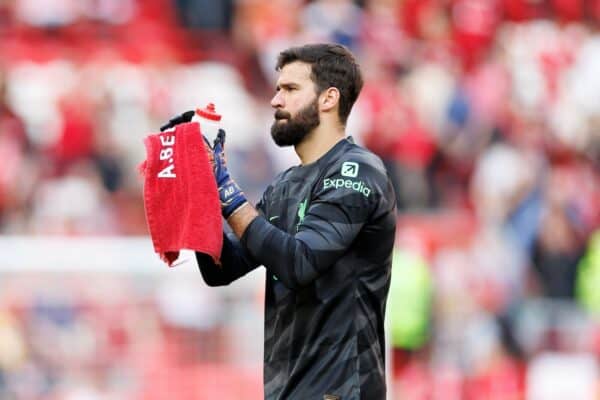 LIVERPOOL, ENGLAND - Sunday, May 5, 2024: Goalkeeper Alisson Becker of Liverpool after the FA Premier League match between Liverpool FC and Tottenham Hotspur FC at Anfield. (Photo by Ryan Brown/Propaganda)