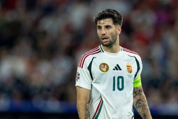 STUTTGART, GERMANY - Sunday, June 23, 2024: Hungary's captain Dominik Szoboszlai during the UEFA Euro 2024 Group A match between Scotland and Hungary at the Stuttgart Arena. (Photo by David Rawcliffe/Propaganda)