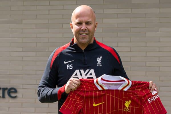 KIRKBY, ENGLAND - Friday, July 5, 2024: Liverpool's new head coach Arne Slott is presented at a photo call at the club's AXA Training Centre. (Photo by David Rawcliffe/Propaganda)