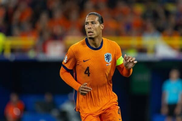 DORTMUND, GERMANY - Wednesday 10 July 2024: Netherlands captain Virgil van Dijk during the UEFA Euro 2024 semi-final match between the Netherlands and England at the Westfalenstadion. (Photo by David Rawcliffe/Propaganda)