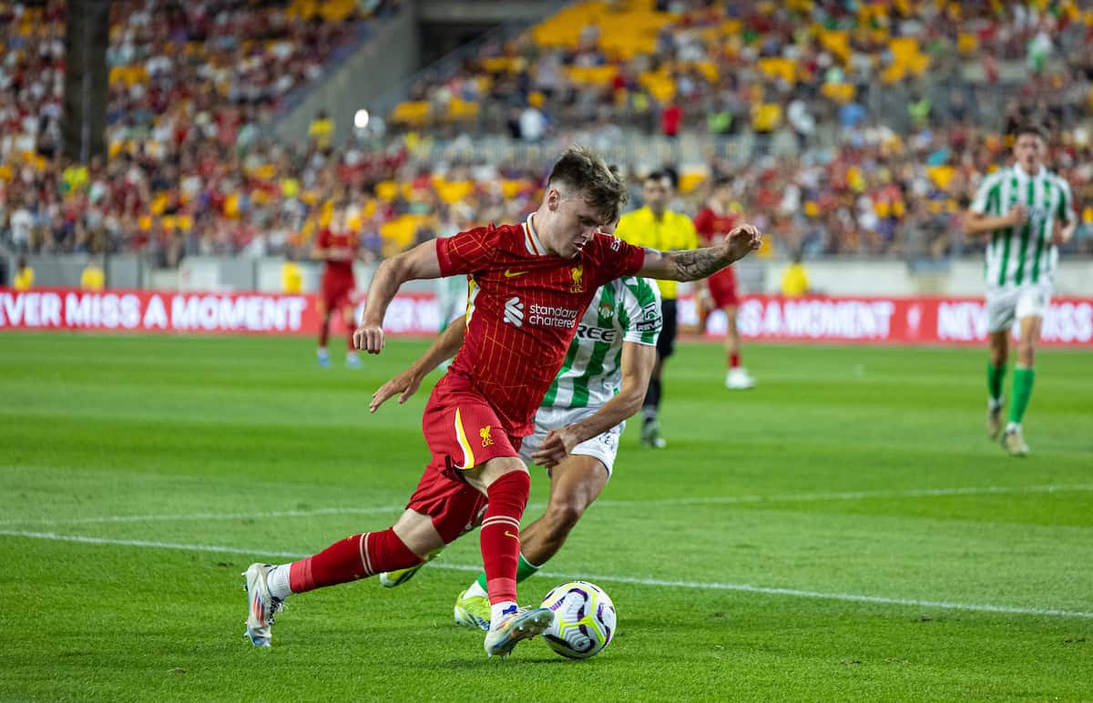 PITTSBURGH - Friday, July 26, 2024: Liverpool's Ben Doak during a pre-season friendly match between Liverpool and Real Betis Balompié at the Acrisure Stadium on day three of the club's pre-season tour of the USA. (Photo by David Rawcliffe/Propaganda)