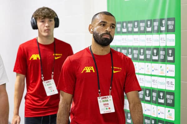 PITTSBURGH - Friday, July 26, 2024: Liverpool's Mohamed Salah arrives before a pre-season friendly match between Liverpool and Real Betis Balompié at the Acrisure Stadium on day three of the club's pre-season tour of the USA. (Photo by David Rawcliffe/Propaganda)