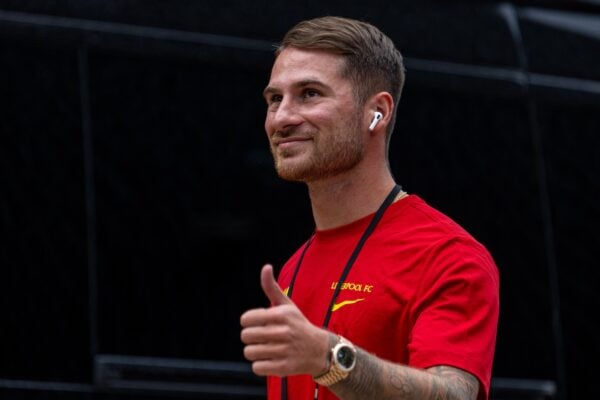 COLUMBIA - Saturday, August 3, 2024: Liverpool's Alexis Mac Allister arrives before a pre-season friendly match between Liverpool FC and Manchester United FC at the Williams-Brice Stadium on day eleven of the club's pre-season tour of the USA. (Photo by David Rawcliffe/Propaganda)