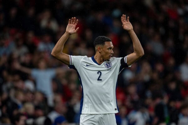 LONDON, ENGLAND - Tuesday, September 10, 2024: England's Trent Alexander-Arnold during the UEFA Nations League League B Group B2 game between England and Finland at Wembley Stadium. (Photo by David Rawcliffe/Propaganda)